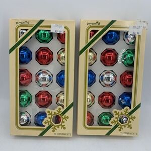 Vintage Multicolor Glass Christmas Ornaments Pyramid Sta-tite Cap 1.5" Balls USA